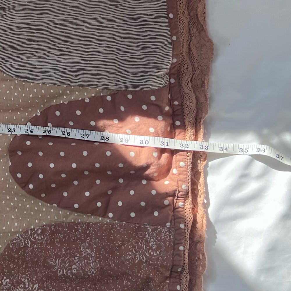 April Cornell Dress Gathered Lace Trim Dot Sleeveless Cream Tan Size S - Picture 13 of 13